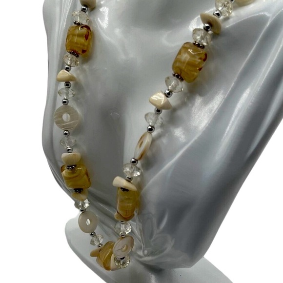 Vintage Shell Necklace & Crystal Bangle Set - Boho Chic Jewelry for Women N52 - Picture 2 of 7